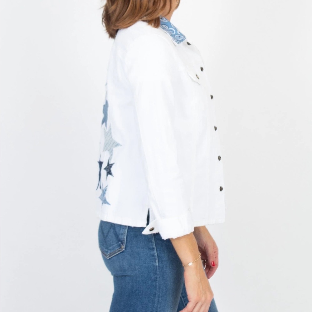 [Current Elliott] White “Star Patch” Denim Jacket… - image 2